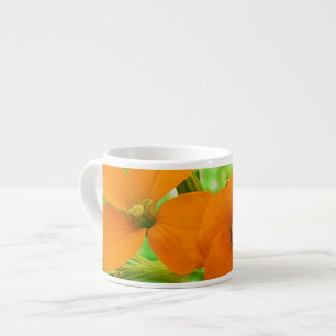 Taza De Espresso Wildflowers anaranjados brillantes minúsculos