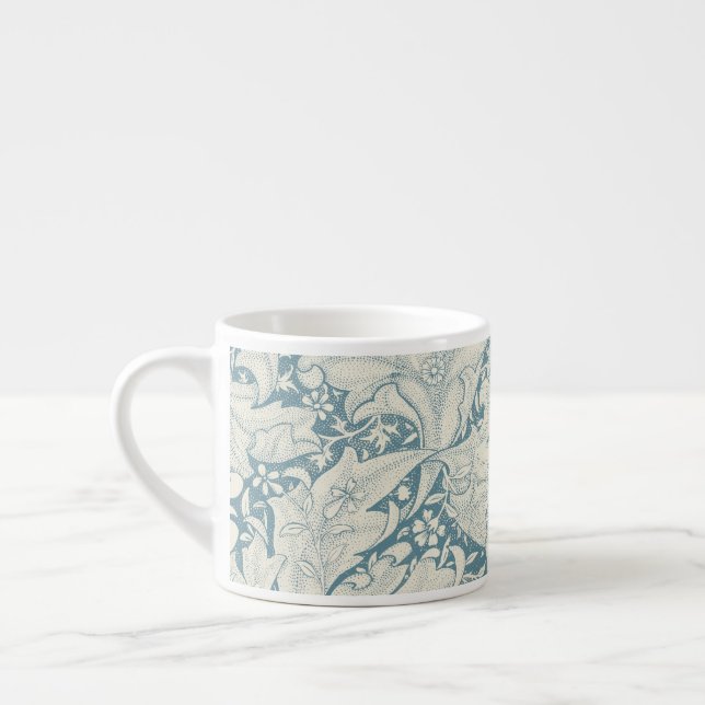 Taza De Espresso William Morris Wallflower damasco azul floral (Izquierda)
