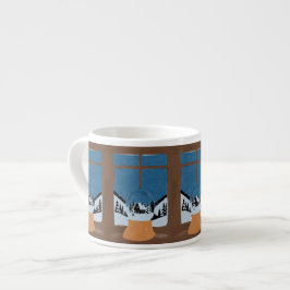 Taza De Espresso Winter Espresso Mug - Snow Globe Scene