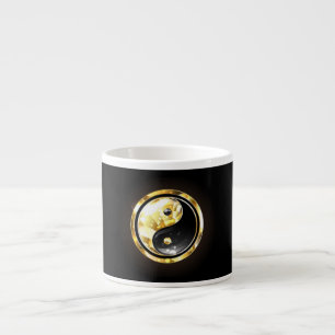 Taza De Espresso Yin Yang dorado en negro