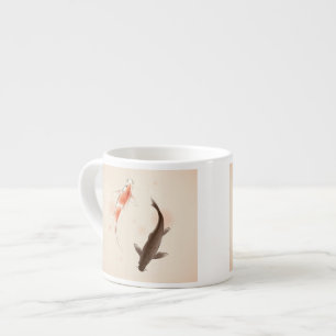 Taza De Espresso Yin Yang Koi pesca en la pintura oriental del