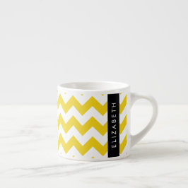 Taza De Espresso Zigzag Amarillo, Chevron Amarillo, Tu Nombre