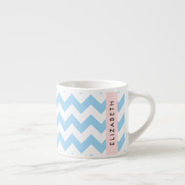 Taza De Espresso Zigzag Azul, Chevron Azul, Patrón De Ondas, Su Nom