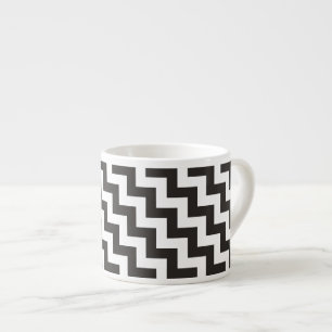 Taza De Espresso Zigzags Esperesso Mug, Chevrras blancas y negras