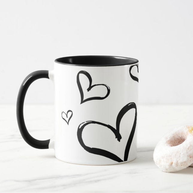 Taza de estampado de corazón (Con donut)