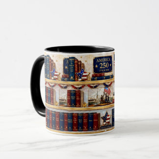 Taza de estante de libros patrióticos, taza de caf