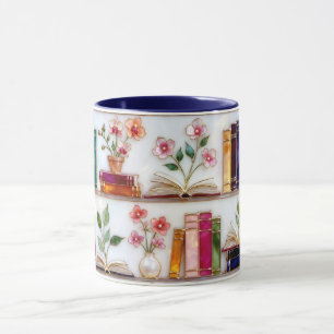 Taza de estantería floral estilo vitral