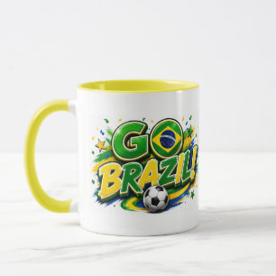 Taza de fanático de fútbol patriótico de Brasil