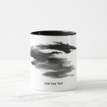 Taza de fantasía de dragón de humo de tinta negra