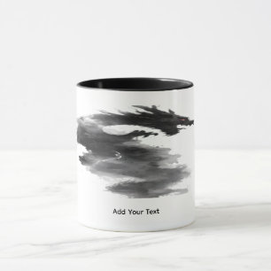 Taza de fantasía de dragón de humo de tinta negra