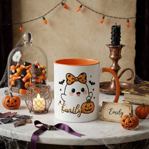Taza de fantasma de Halloween con nombre personali
