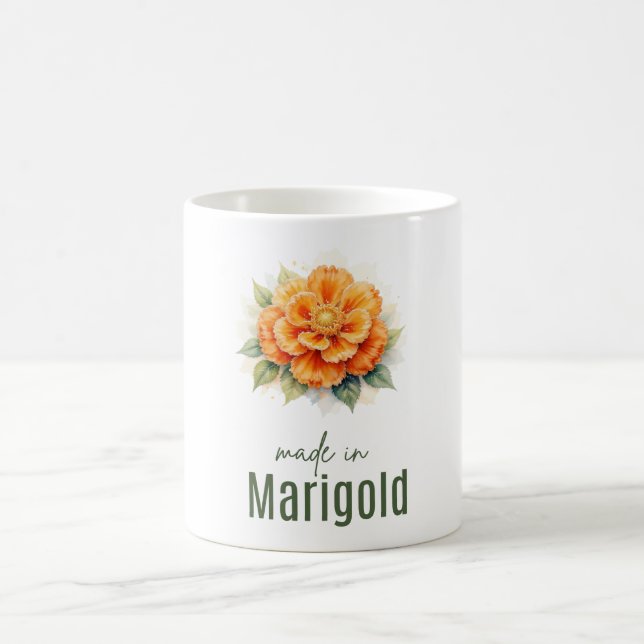 Taza de flor de Marigold de octubre | Taza de café (Centro)