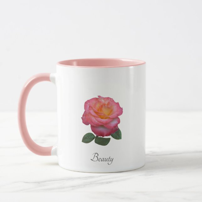 Taza de flor de rosa hermosa (Izquierda)