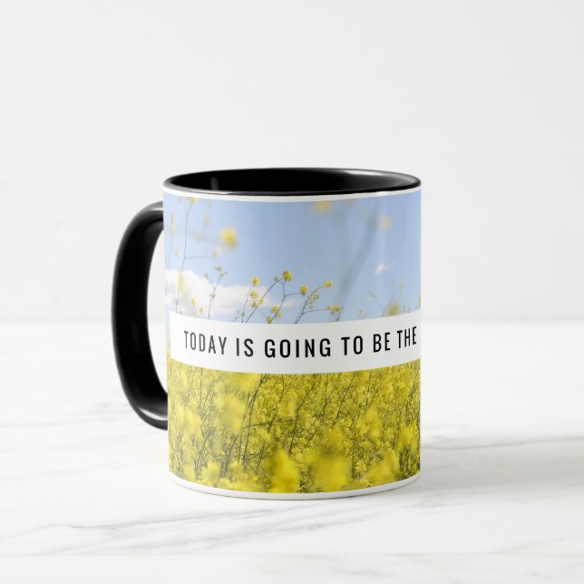 Taza de flores amarillas motivadoras (Anverso izquierdo)