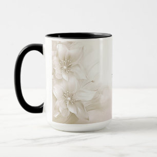 Taza de Flores Blancas Marfil