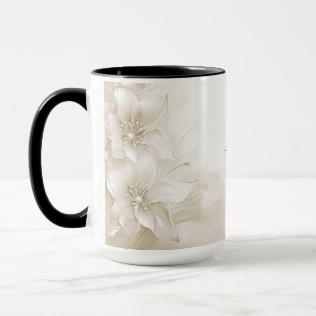 Taza de Flores Blancas Marfil (Izquierda)