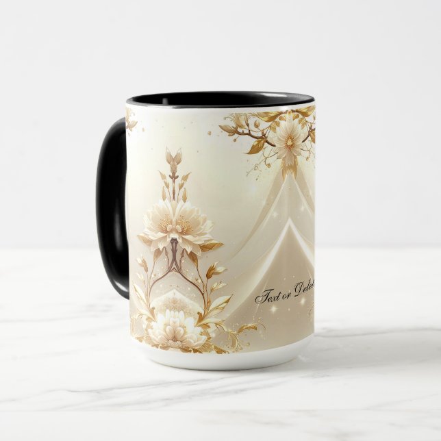 Taza de Flores Blancas y Doradas (Anverso izquierdo)