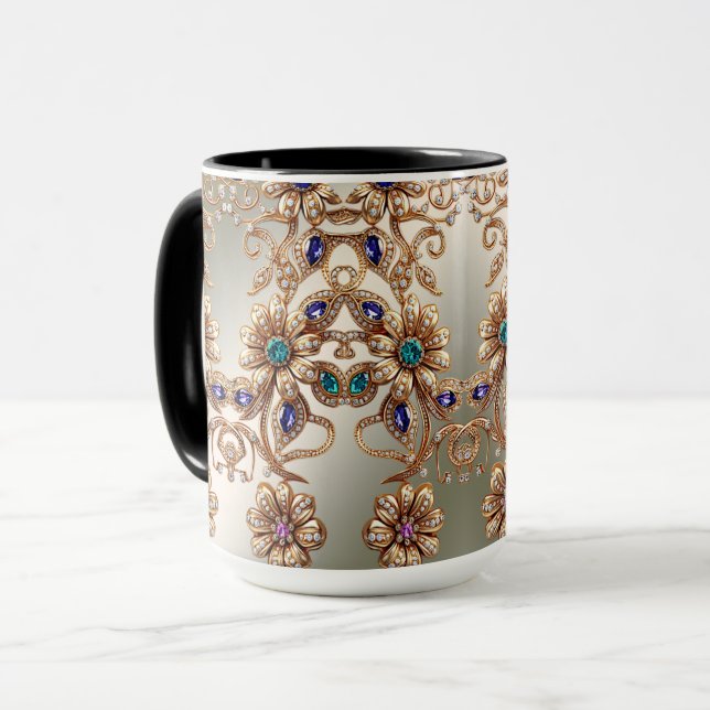 Taza de flores de joyas de oro elegante (Anverso izquierdo)