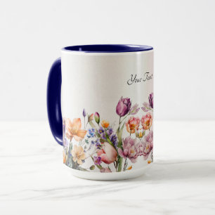 Taza de flores de primavera coloridas