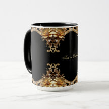 Taza de flores decorativas doradas