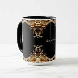 Taza de flores decorativas doradas