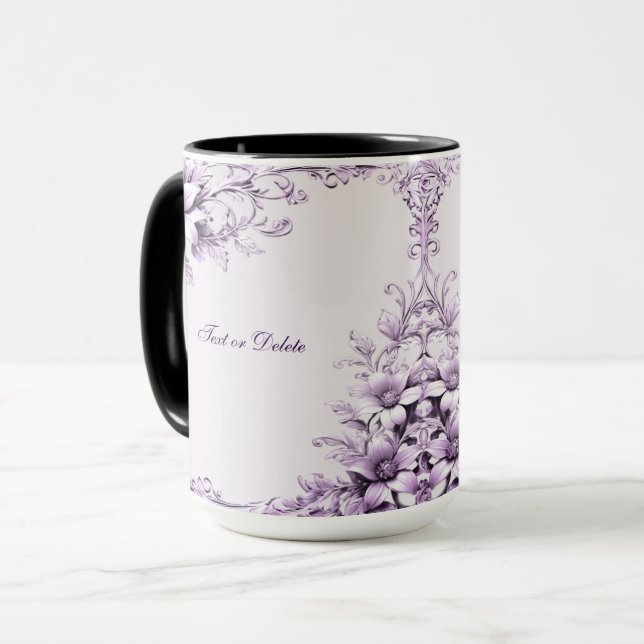 Taza de flores púrpura con estilo (Anverso izquierdo)