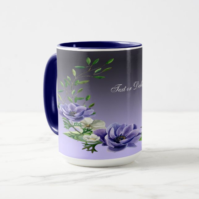 Taza de flores púrpuras de acuarela (Anverso izquierdo)