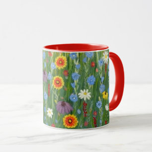 Taza de flores silvestres con flores de manta indi