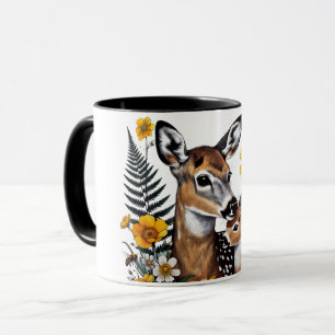 Taza de flores silvestres de cierva y cervatillo
