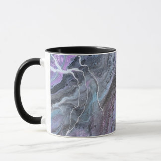 Taza de flujo abstracto púrpura y azul turquesa