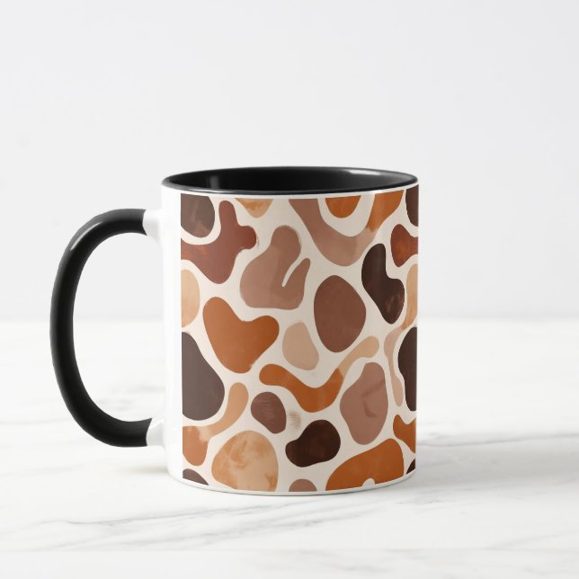 Taza de Formas Fluidas Terrosas – Estilo Abstracto (Izquierda)