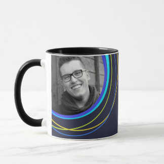 Taza de foto con estampado funky de círculos de la
