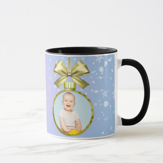 Taza de foto de bebé con Feliz Navidad (Derecha)