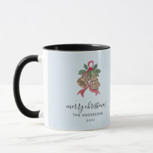 Taza de foto de Navidad con letra moderna negra