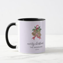 Taza de foto de Navidad con letra moderna negra