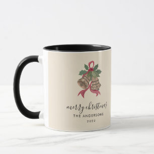 Taza de foto de Navidad con letra moderna negra