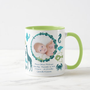 Taza de foto de niño bebé Estadísticas de bebé Ave