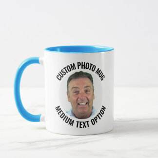 Taza de Foto Personalizada Combo de Texto Azul Cla