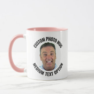 Taza de Foto Personalizada Combo de Texto Rosa Med
