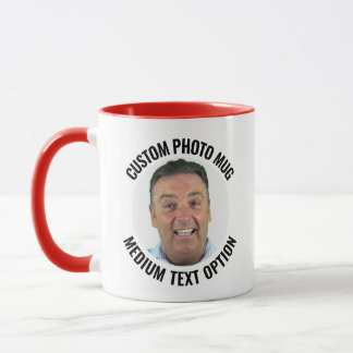 Taza de foto personalizada con texto mediano ROJO