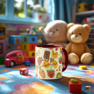 Taza de frutas kawaii personalizada para niños