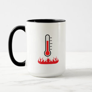 Taza de fuego y termómetro "Soy demasiado caliente