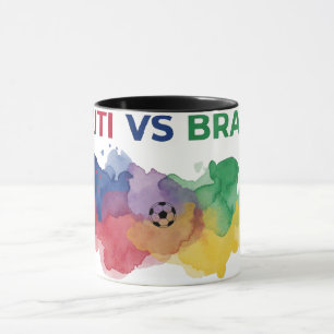 Taza de fútbol con mapa de bandera en acuarela de 