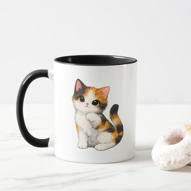 Taza de gatito calico lindo (Con donut)