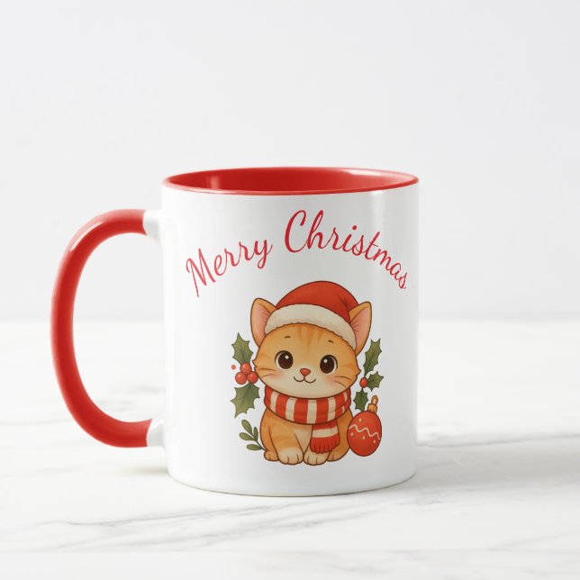Taza de gatito navideño adorable  (Izquierda)