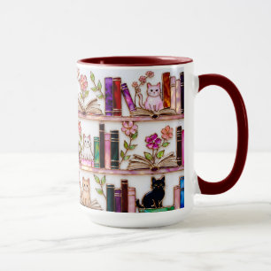 Taza de Gato Amante de los Libros Regalo de Estant