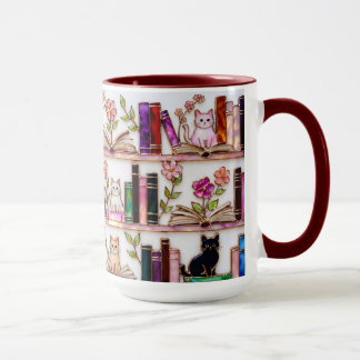 Taza de Gato Amante de los Libros Regalo de Estant