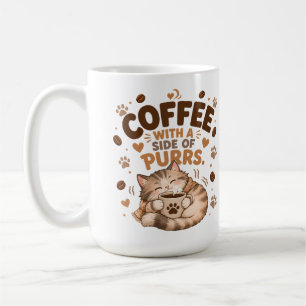Taza de gato atigrado acogedor bebiendo café