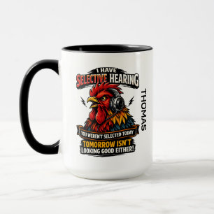Taza de gato con audición selectiva   Gallo divert