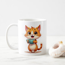 Taza de gato de café lindo – Diseño de dibujos ani
